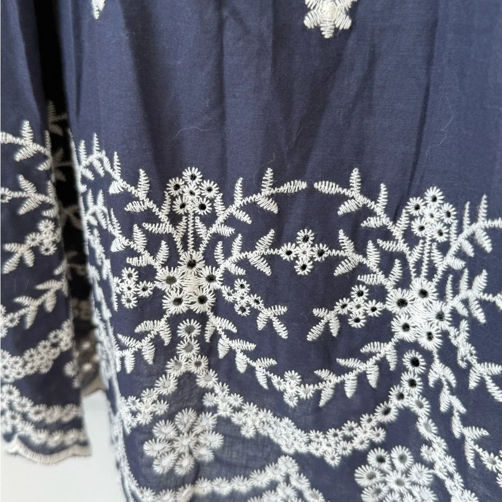 En Saison navy Maxi Skirt with White Floral Design with pockets - Picture 5 of 5
